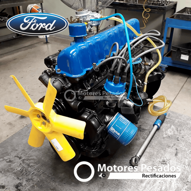 Motor representativo color azul para camiones cisterna, modelo Ford 221